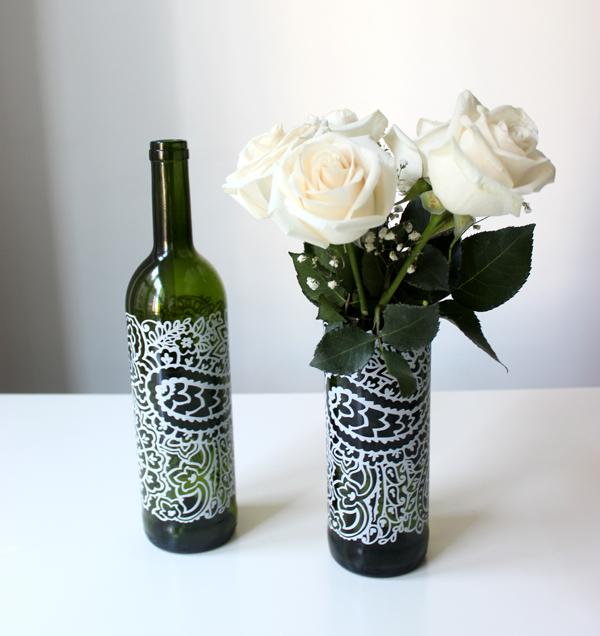 Wine bottle vases christmas diy