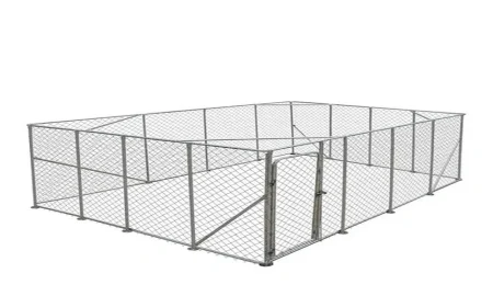 A galvanized dog kennel is really a rust problem and a drainage problem solved in steel and wire