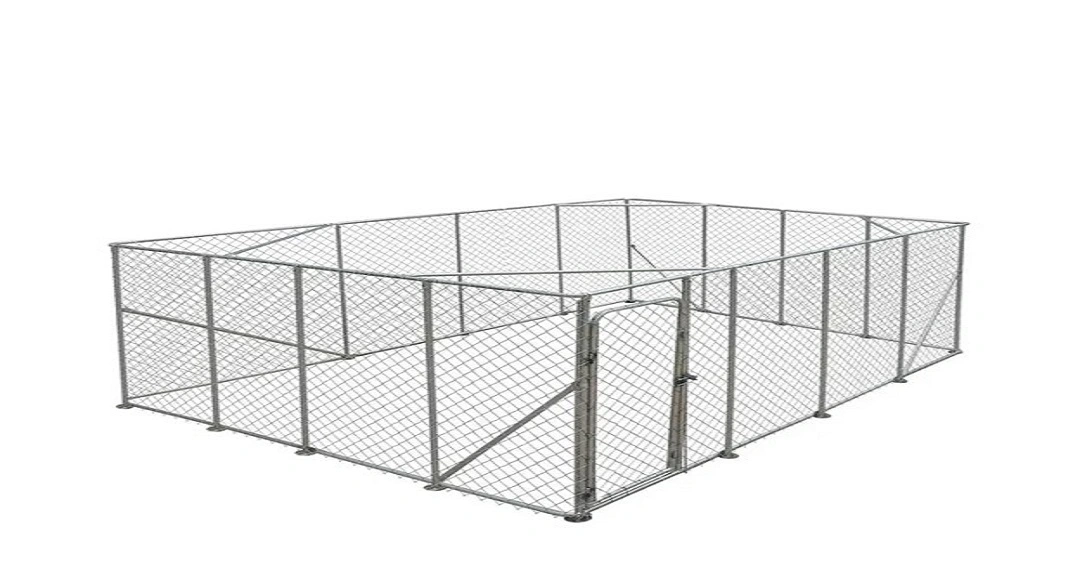 A galvanized dog kennel is really a rust problem and a drainage problem solved in steel and wire